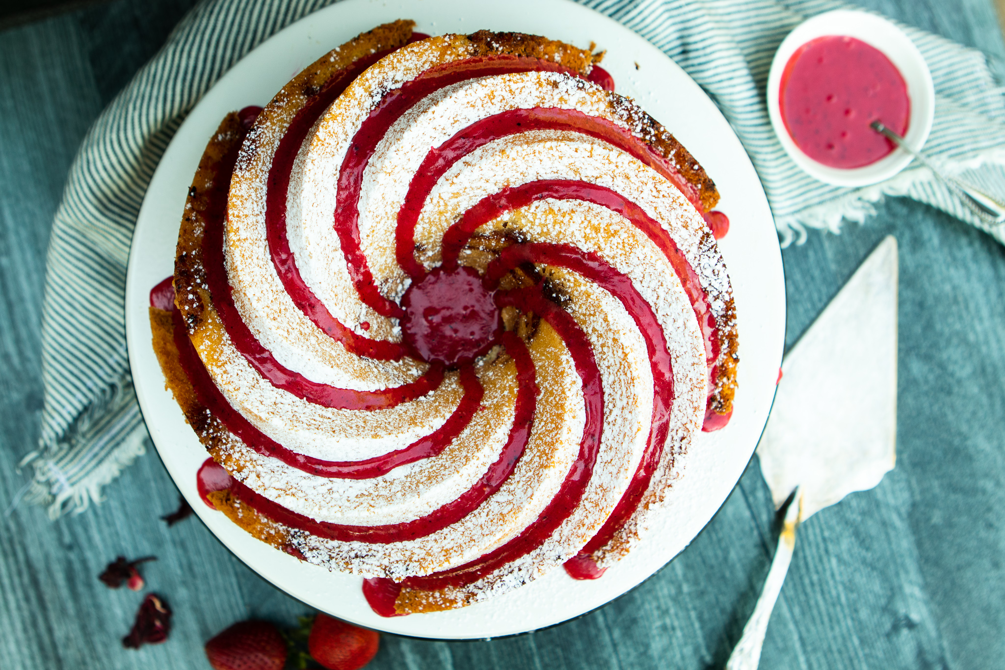 Strawberry Hibiscus Swirl Bundt Cake