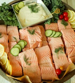 Cold Poached Salmon with Mustard-Lime Sauce