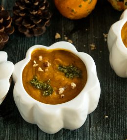Pumpkin Soup with Hazelnut Sage Pesto