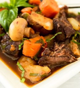 Winter Beef Stew with Carrots and Mushrooms