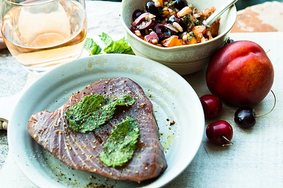 Grilled Tuna with Cherry-Nectarine Chutney