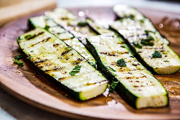 Grilled Lamb with Lemon-Mint Zucchini