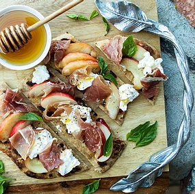 Nectarine, Proscuitto & Ricotta Flatbreads