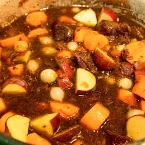 Winter Beef Stew with Carrots & Mushrooms