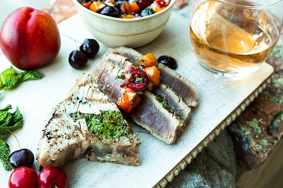 Grilled Tuna with Cherry-Nectarine Chutney