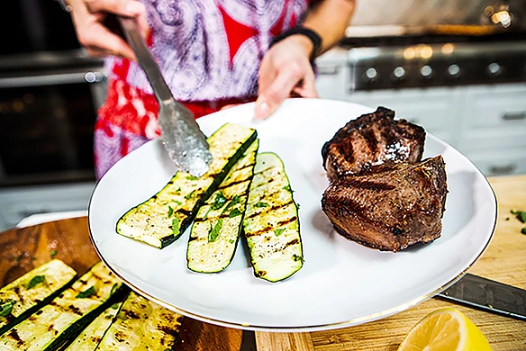 Grilled Lamb with Lemon-Mint Zucchini