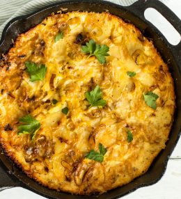 French Potato Gratin with Leeks and Gruyere Cheese