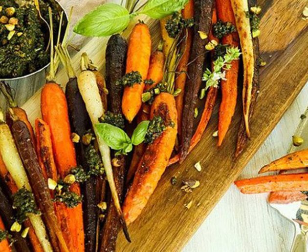 Roasted Carrots with Pistachio Pesto