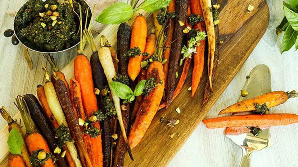 Roasted Carrots with Pistachio Pesto