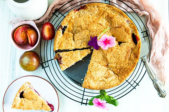 Yellow Plum Mirabelle. Plum Cake with a Scoop of Vanilla Ice Cream on a  Dark Background. Summer Fruit Season.harvest Stock Photo - Image of  homemade, food: 153228020