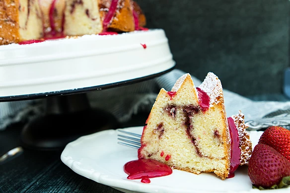 Strawberry Hibiscus Swirl Bundt Cake