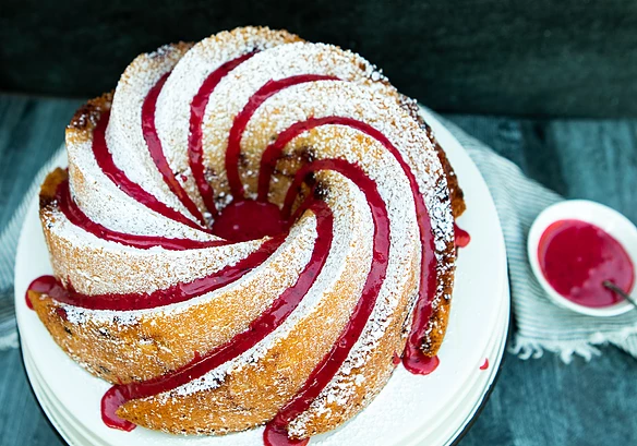 Strawberry Hibiscus Swirl Bundt Cake