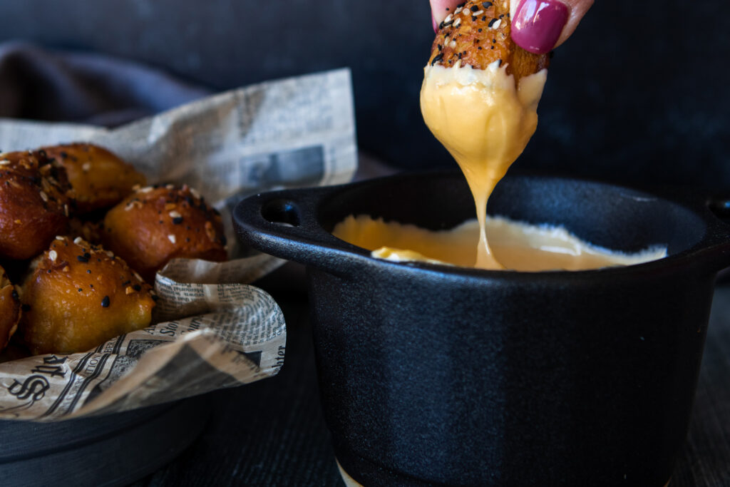 Everything Pretzel Morsels with Cheese Sauce | The Fancy Pants Kitchen