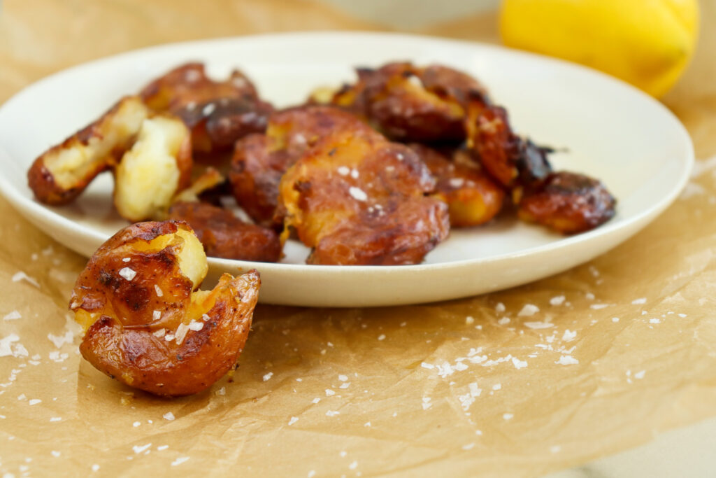 Lemony Crispy Smashed Potatoes | The Fancy Pants Kitchen