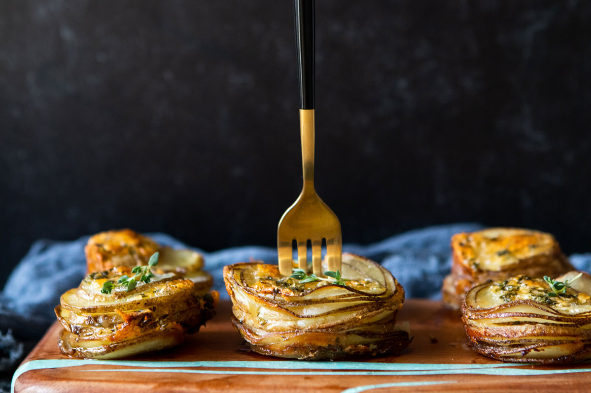 Fork Tender Stacked Muffin Tin Potatoes - The Toasted Pine Nut