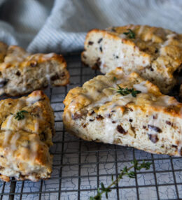 Fig and Goat Cheese Scones with Thyme Drizzle
