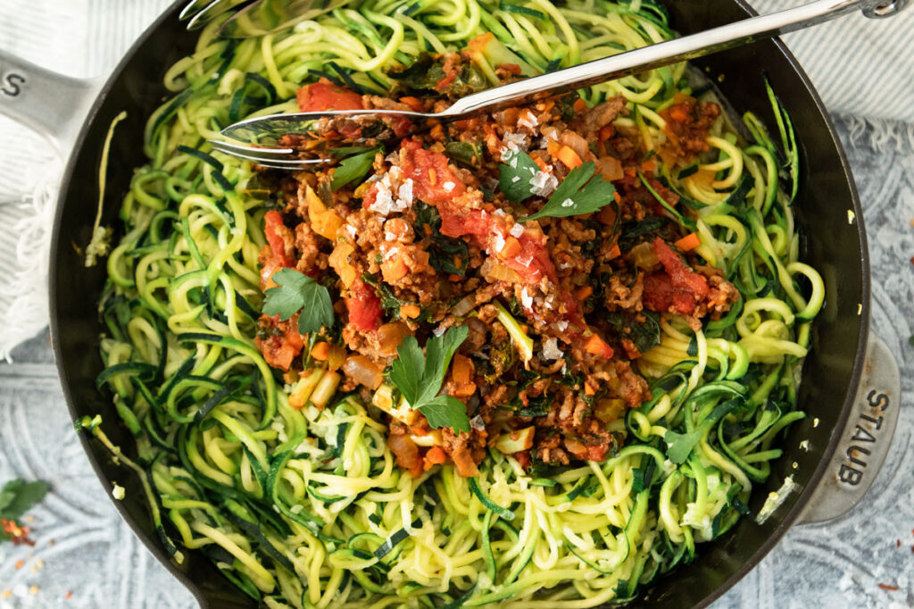 Beef and Kale Ragu with Zucchini Noodles | The Fancy Pants Kitchen