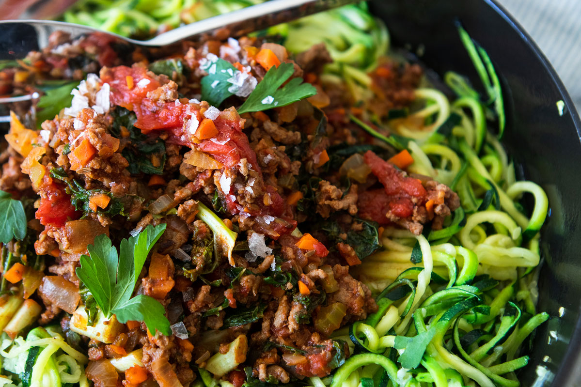 Beef and Kale Ragu with Zucchini Noodles | The Fancy Pants Kitchen