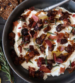 Whipped Goat Cheese with Bacon and Dates