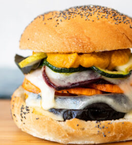 Roasted Veggie Burgers with Carrot Ketchup