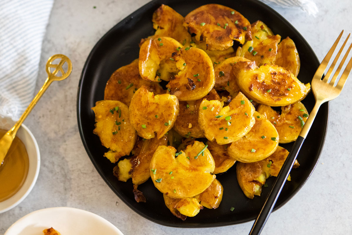 Honey Roasted Smashed Potatoes