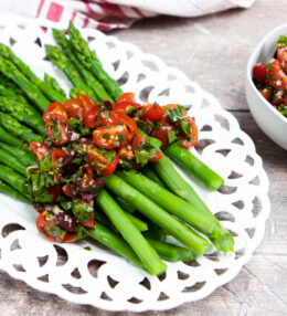 Blanched Asparagus with Mediterranean Salsa