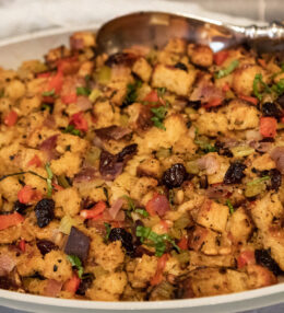 Country-Bread Stuffing with Parmesan and Dried Cherries
