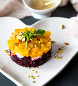 Beet and Goat Cheese Salad with Pistachios