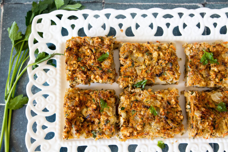 Savory Matzah Farfel Kugel | The Fancy Pants Kitchen