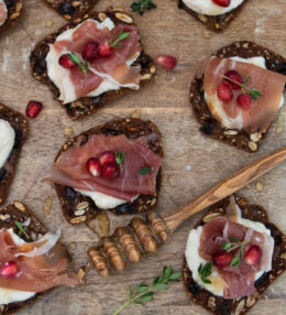 Honey Whipped Ricotta and Prosciutto Crackers