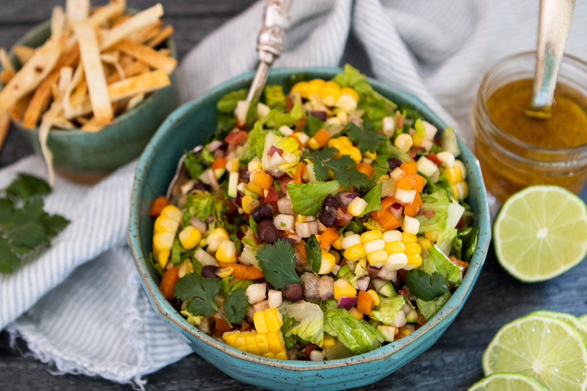 Mexican Chopped Salad with Honey Lime Dressing - Slender Kitchen