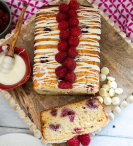 Raspberry and White Chocolate Loaf Cake