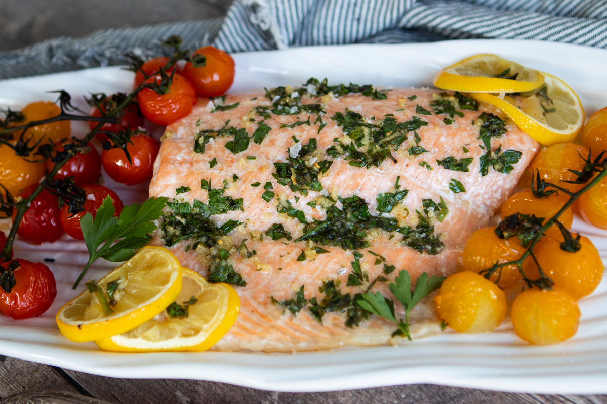 Garlic & Herb-Roasted Salmon | The Fancy Pants Kitchen