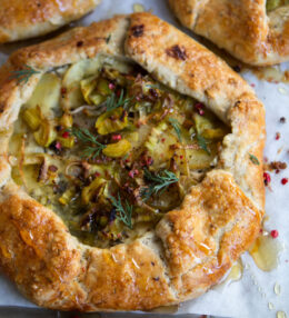 Leek and Potato Galette with Pistachio Crust