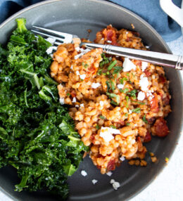 Pearl Couscous Skillet with Tomatoes and Chickpeas