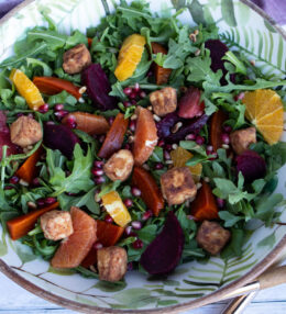 Citrus and Beet Salad with Halloumi Croutons