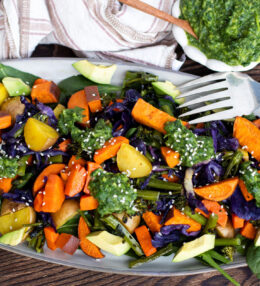 Roasted Vegetable Salad with Magic Green Sauce