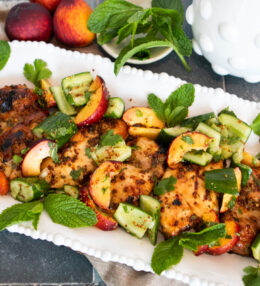 Grilled Honey Mustard Chicken with Peach Salad