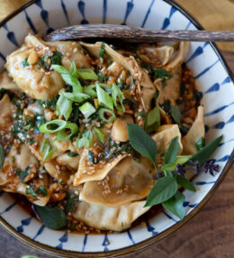 20-Minute Potstickers in Garlic Broth