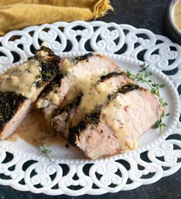Roast Pork Loin with Mustard White Wine Sauce